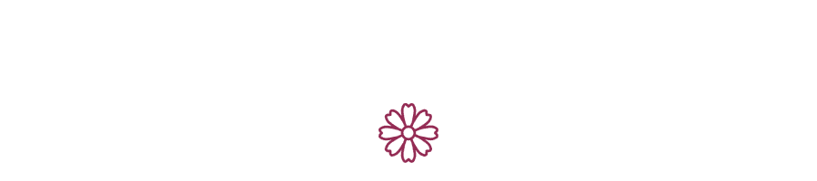 Stylized graphic with text and a floral design.